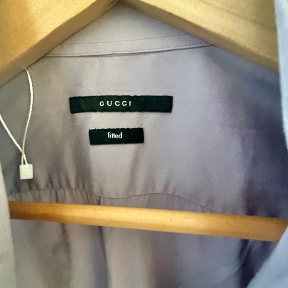 GUCCI Men’s Dress Shirt, Fitted. Cotton. Light Purple. Size 39, 15 1/2. Italy - Picture 3 of 8